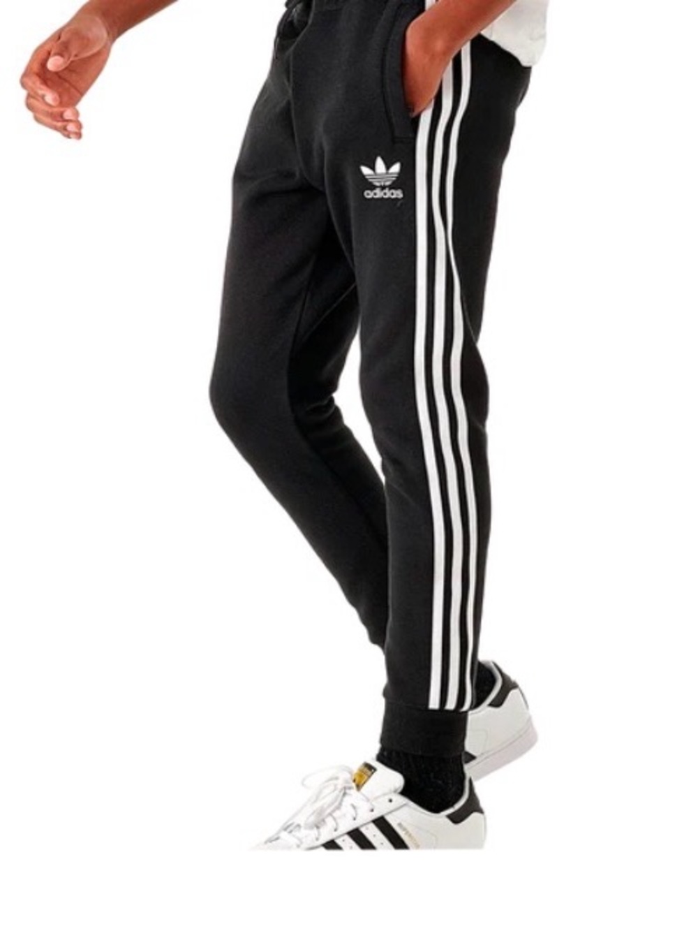 adidas Originals SST Track Pants Large Black White 3 Stripe Trefoil Joggers